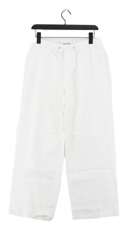 Kenar Women's Suit Trousers S White 100% Linen Wide-Leg Dress Pants | eBay UK