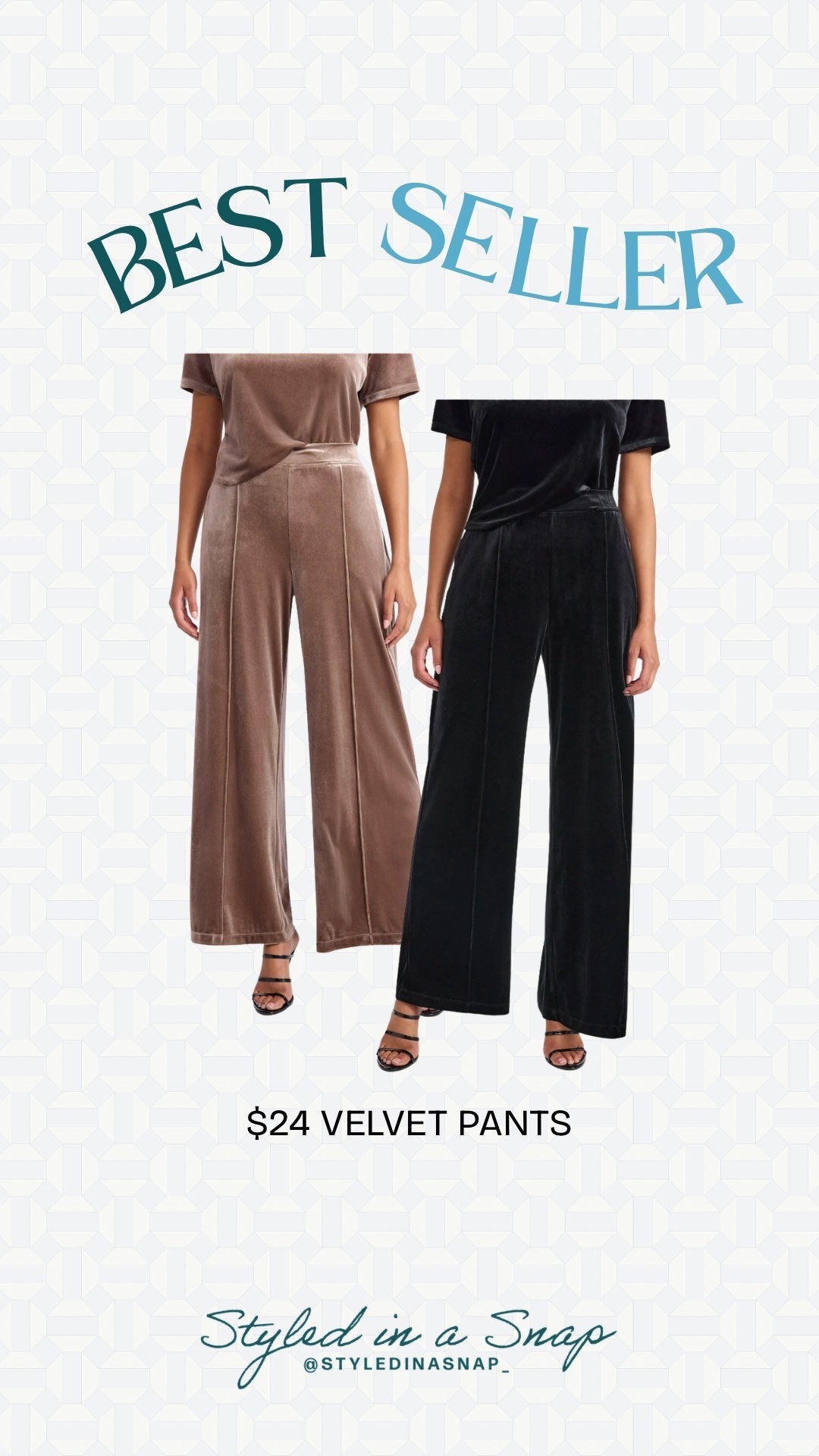I am absolutely loving these velvet pants that can be dressed up while still being so comfy. I can’t believe they are only $24, they look and feel way more $$$. 
Designer inspired, velvet pants 

#LTKOver40 #LTKFindsUnder50 #LTKHoliday
