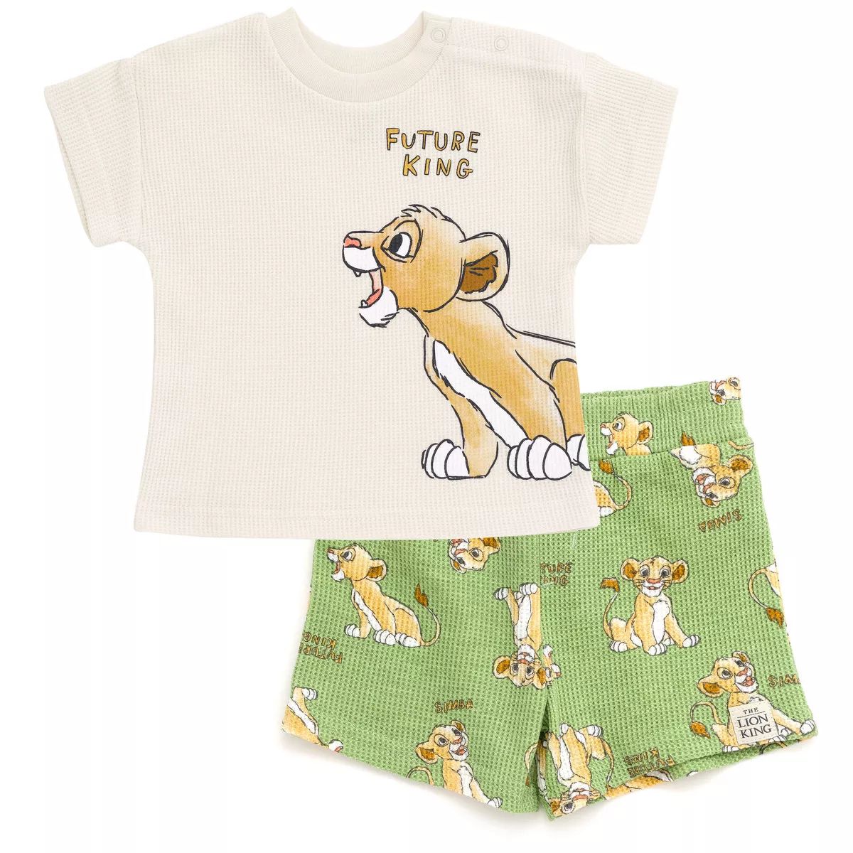 Disney Mickey Mouse Lion King Donald Duck Simba Pluto Waffle knit T-Shirt Shorts Outfit Set Toddl... | Target