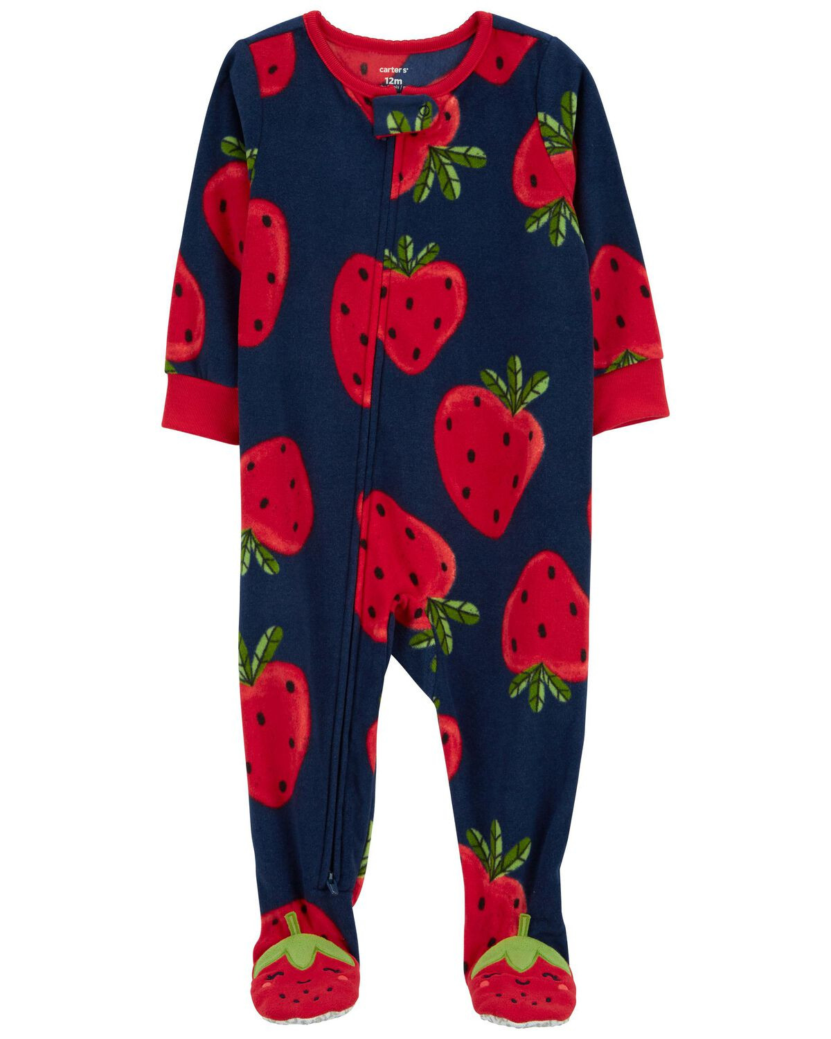 Red/Navy Toddler 1-Piece Strawberry Fleece Footie Pajamas | carters.com | Carter's