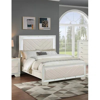 Contemporary Style 1Pc Queen Size Upholstered Headboard And Footboard Built In LED Lights Bedroom Furniture | Wayfair North America