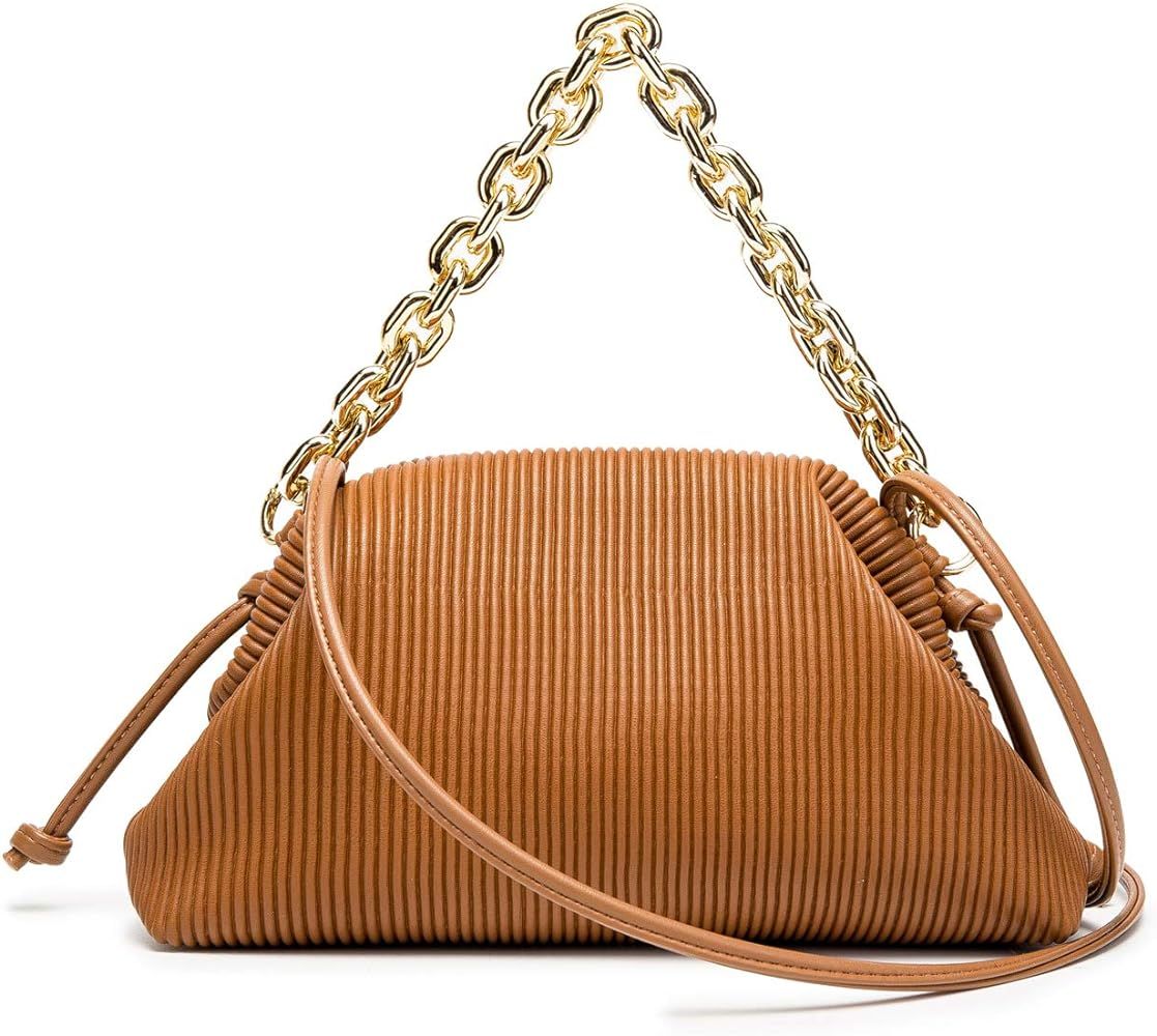 Shoulder Clutch Purse Handbag for Women Designer Small Dumpling Chain Pouch Bag Soft Ruched Crossbod | Amazon (US)