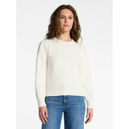 Time and Tru Women's Crewneck Sweater with Long Sleeves, Sizes XS-XXXL | Walmart (US)