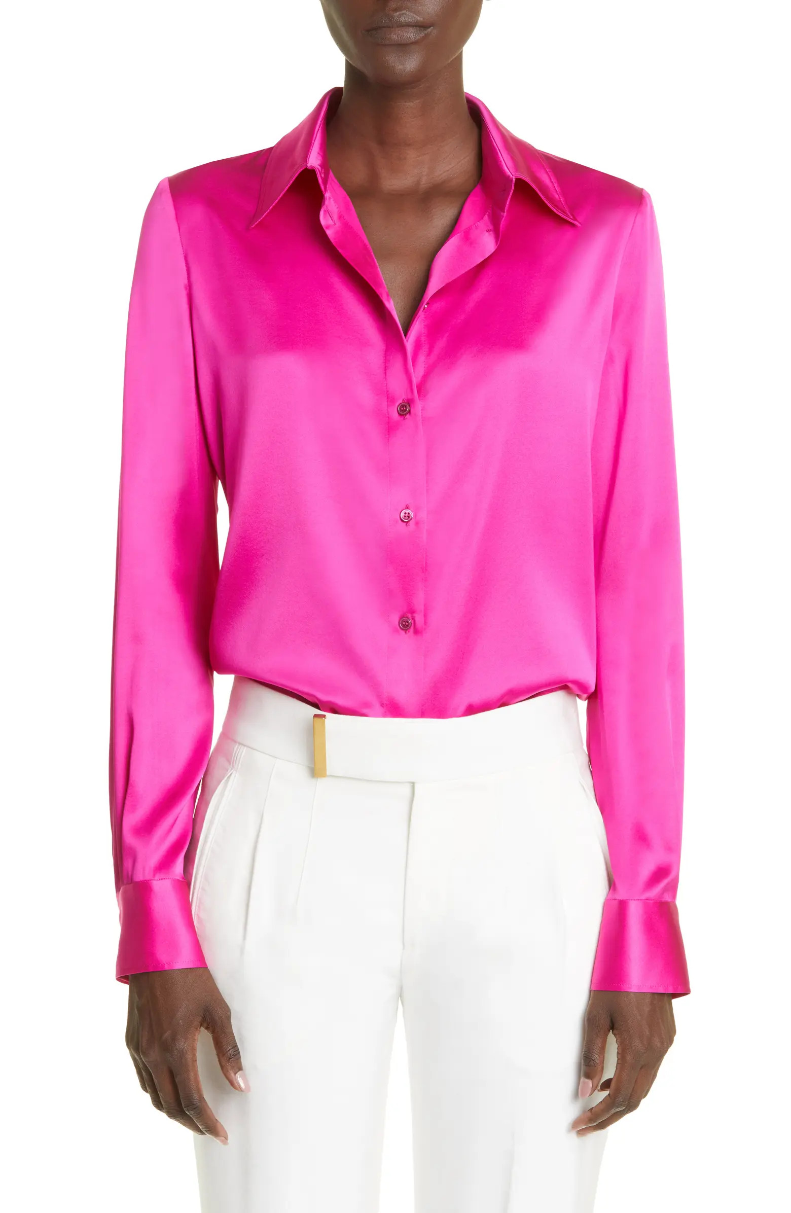 TOM FORD Satin Button-Up Blouse | Nordstrom | Nordstrom