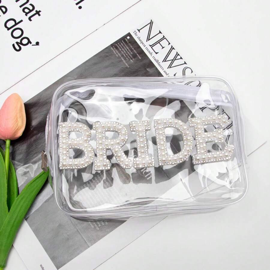 Bride's Travel Makeup Bag, Wedding Cosmetic Organizer Pouch, Transparent Toiletry Bag | SHEIN
