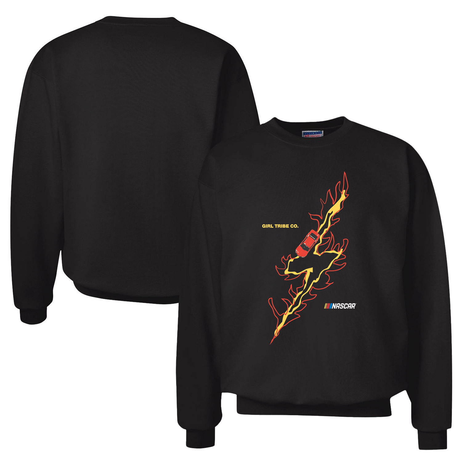 Women's Girl Tribe Co. Black NASCAR Lightning Bolt Pullover Sweatshirt | Fanatics