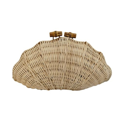 UMREN Hand-woven Shell Shaped Rattan Clutch Bag Summer Straw Clutch Purse Beach Wicker Handbags f... | Amazon (US)