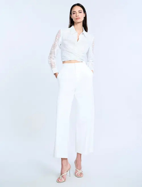 bcbg High Waist Cropped Pant in Chalk at Nordstrom, Size 4 | Nordstrom