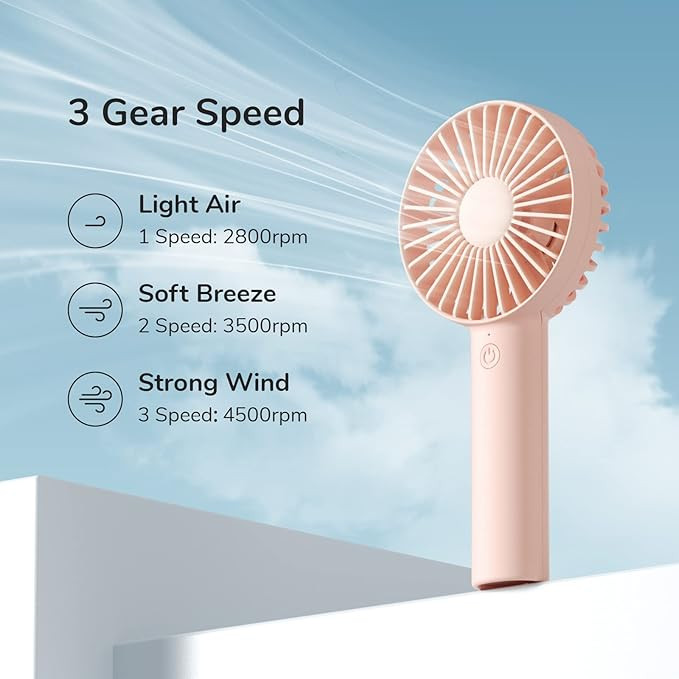 JISULIFE Handheld Fan, Portable Small Fan with 3 Speeds, USB Rechargeable Hand Fan, Personal Fan ... | Amazon (US)