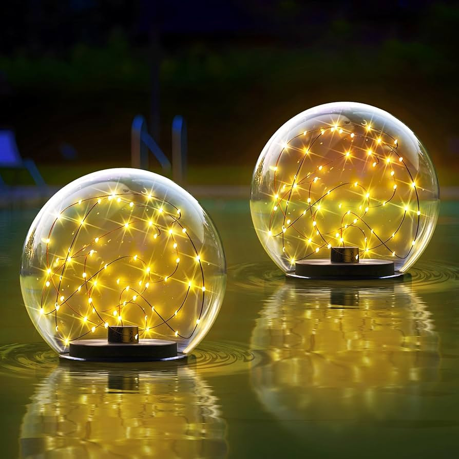 2-Pack Solar Floating Pool Lights Ball Outdoor Water-Resistant IP66 Solar-Powered that Float Flic... | Amazon (US)