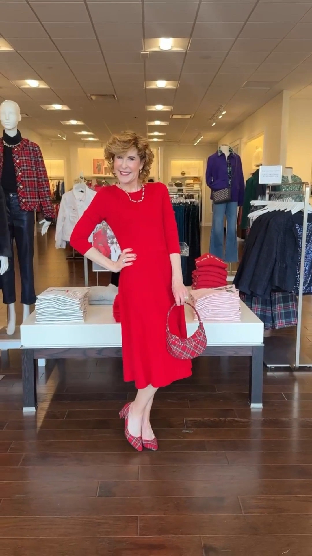 Holiday chic made easy! This Merino wool pleated sweater dress in the prettiest red pairs perfectly with the cider plaid block heel pumps and matching crescent bag. It’s festive, flattering, and so polished for any holiday gathering 🎄❤️ 50% off 1 item + 40% off everything else! 



#LTKSeasonal #LTKHoliday