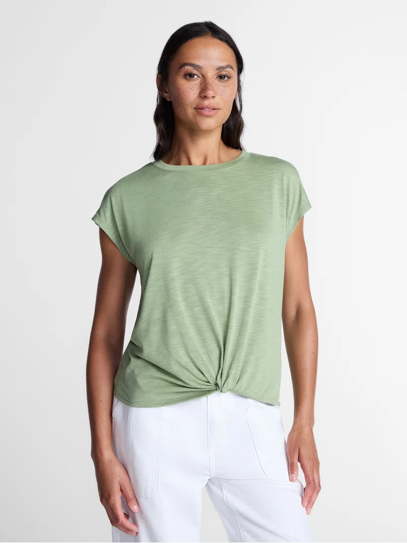 Time and Tru Women's Twist Cap Sleeve Top Sizes XS-XXXL | Walmart (US)