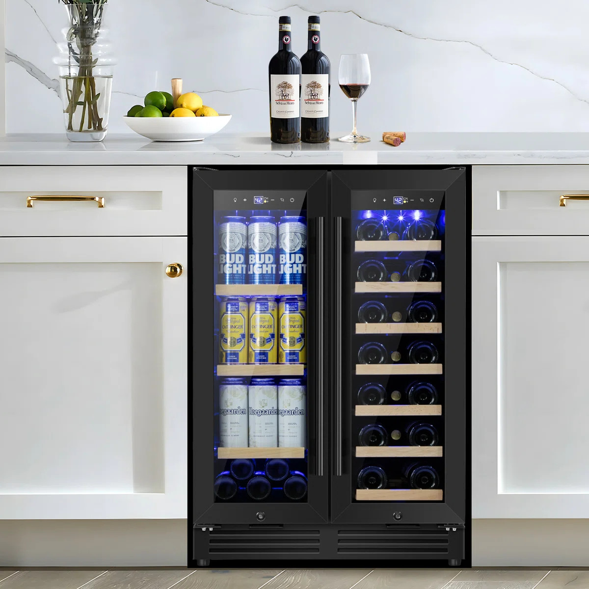 24" Wine and Beverage Refrigerator 20 Bottle 60 Can Dual Zone Built-In/Freestanding Classic Bever... | Wayfair North America