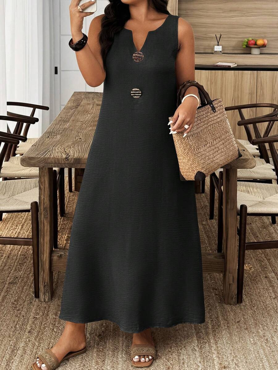 EMERY ROSE Plus Size Sleeveless Solid Color Dress, Vacation & Casual | SHEIN