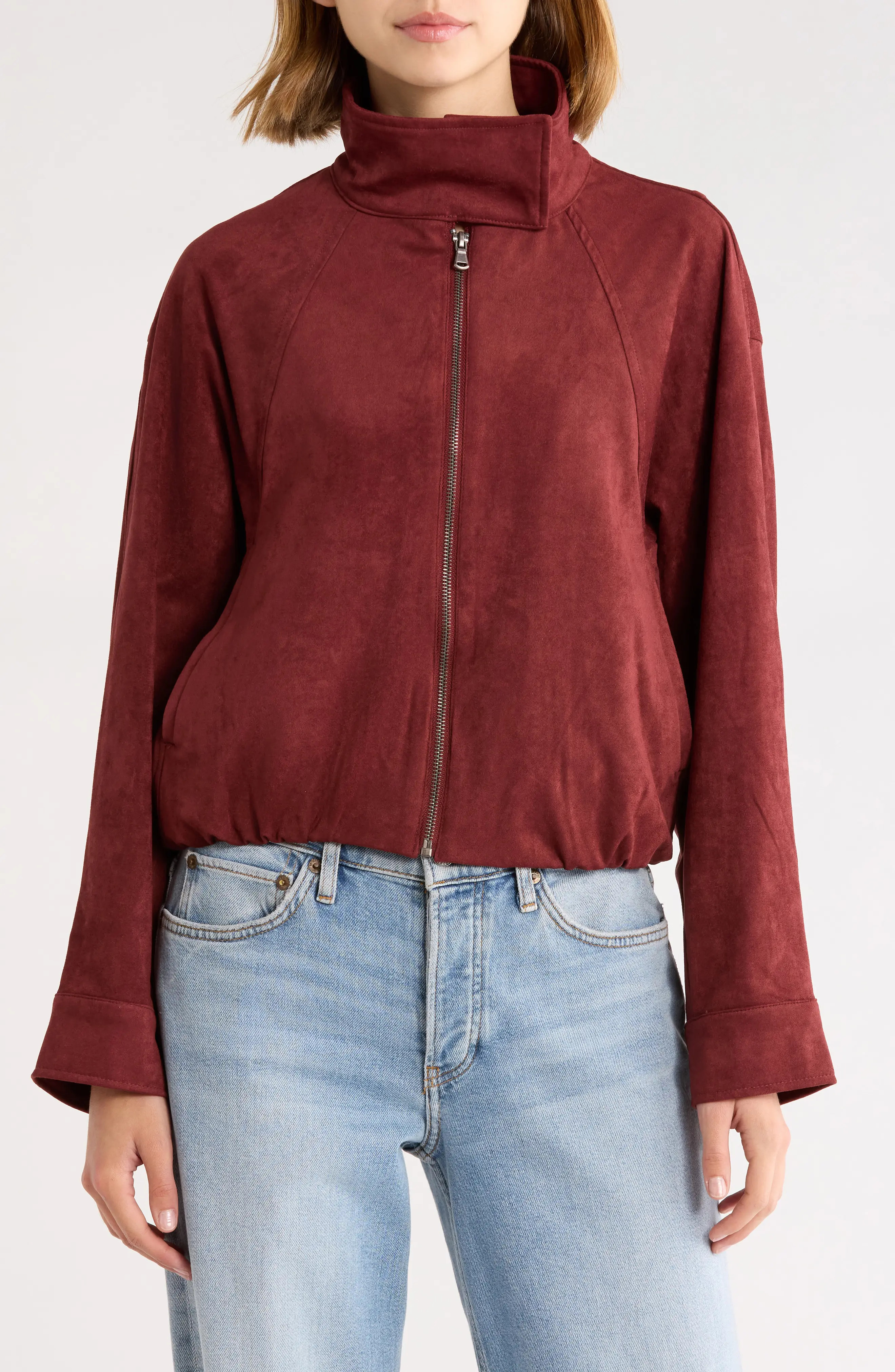 KITTENISH Faux Suede Bomber Jacket (Women) | Nordstrom | Nordstrom
