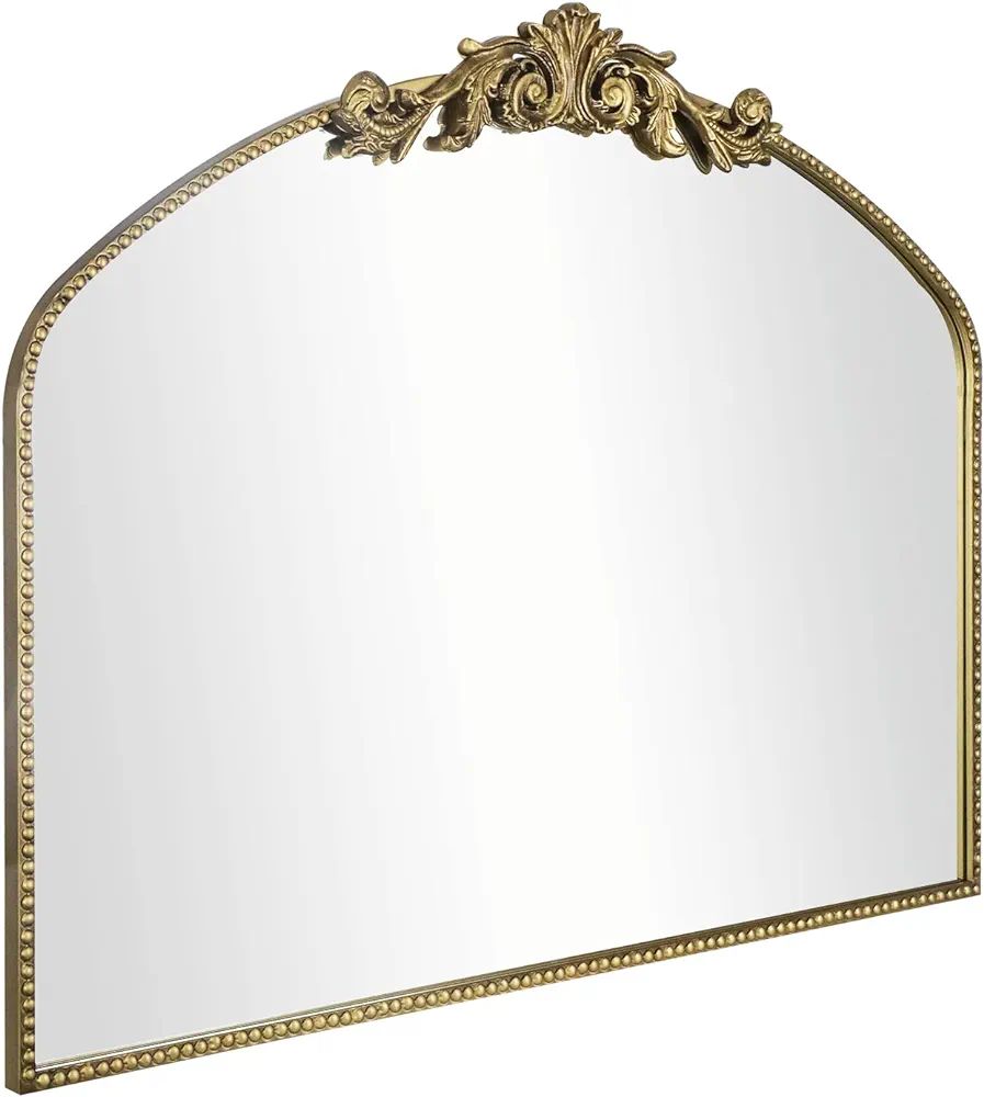 AIXI HOME Arendahl Traditional Retro Gold Arched Wall Mirror, 40"x31" Carved Elegant Mantel Farmh... | Amazon (US)