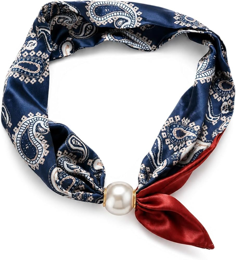 MIFYNN Silk Scarf Necklace for Woman Trendy Black and white Scarf Necklace with Charm Formal Cost... | Amazon (US)