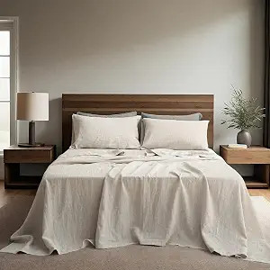 Simple&Opulence 100% Linen Sheets Queen Size Set, 4 Pcs Natural French Linen Bed Sheets, Breathab... | Amazon (US)