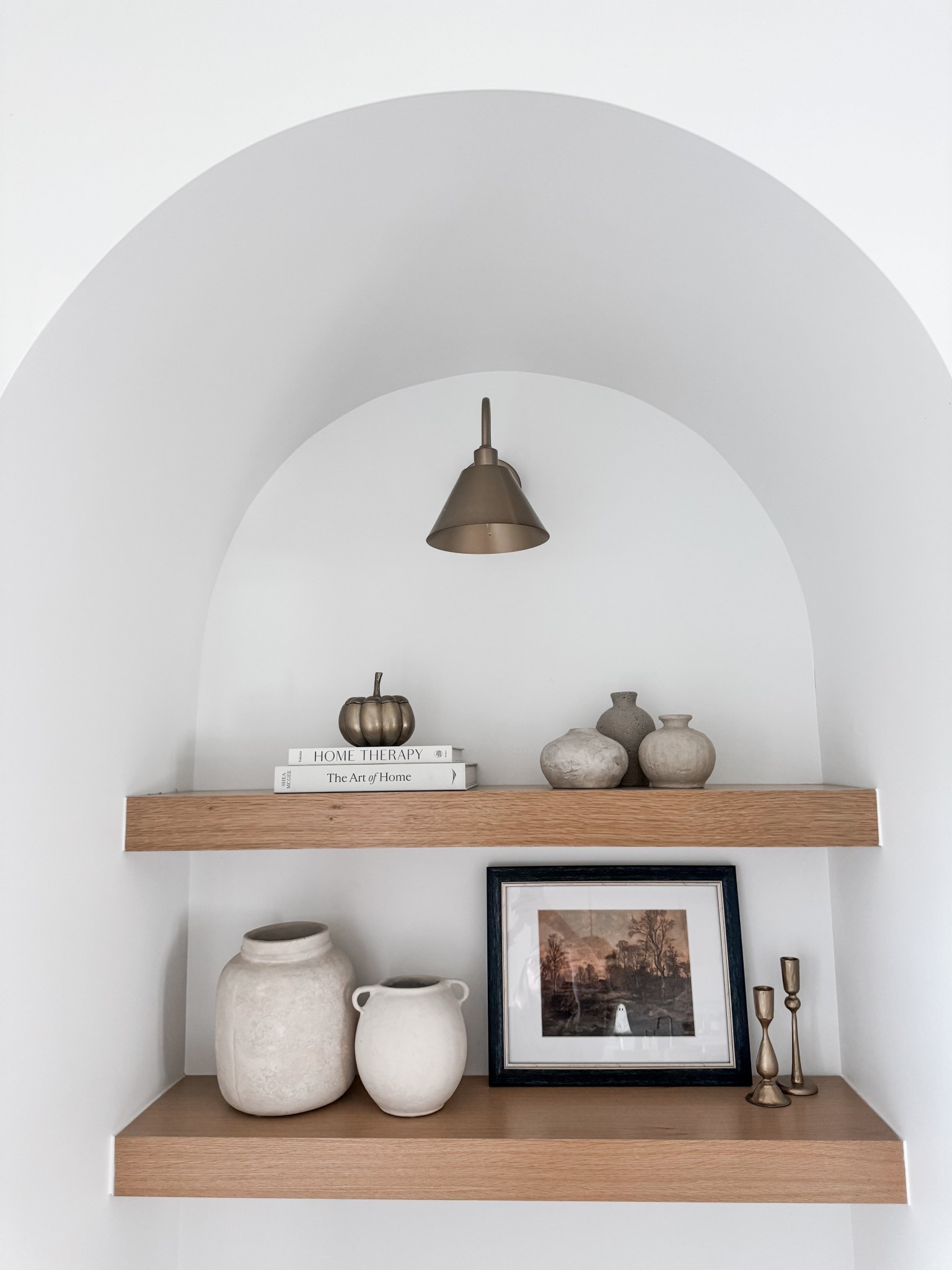 Fall decor | modern organic | shelf decor | shelf inspo | sconces | arches | McGee & co | neutral fall

#LTKSeasonal #LTKFallSale #LTKHome