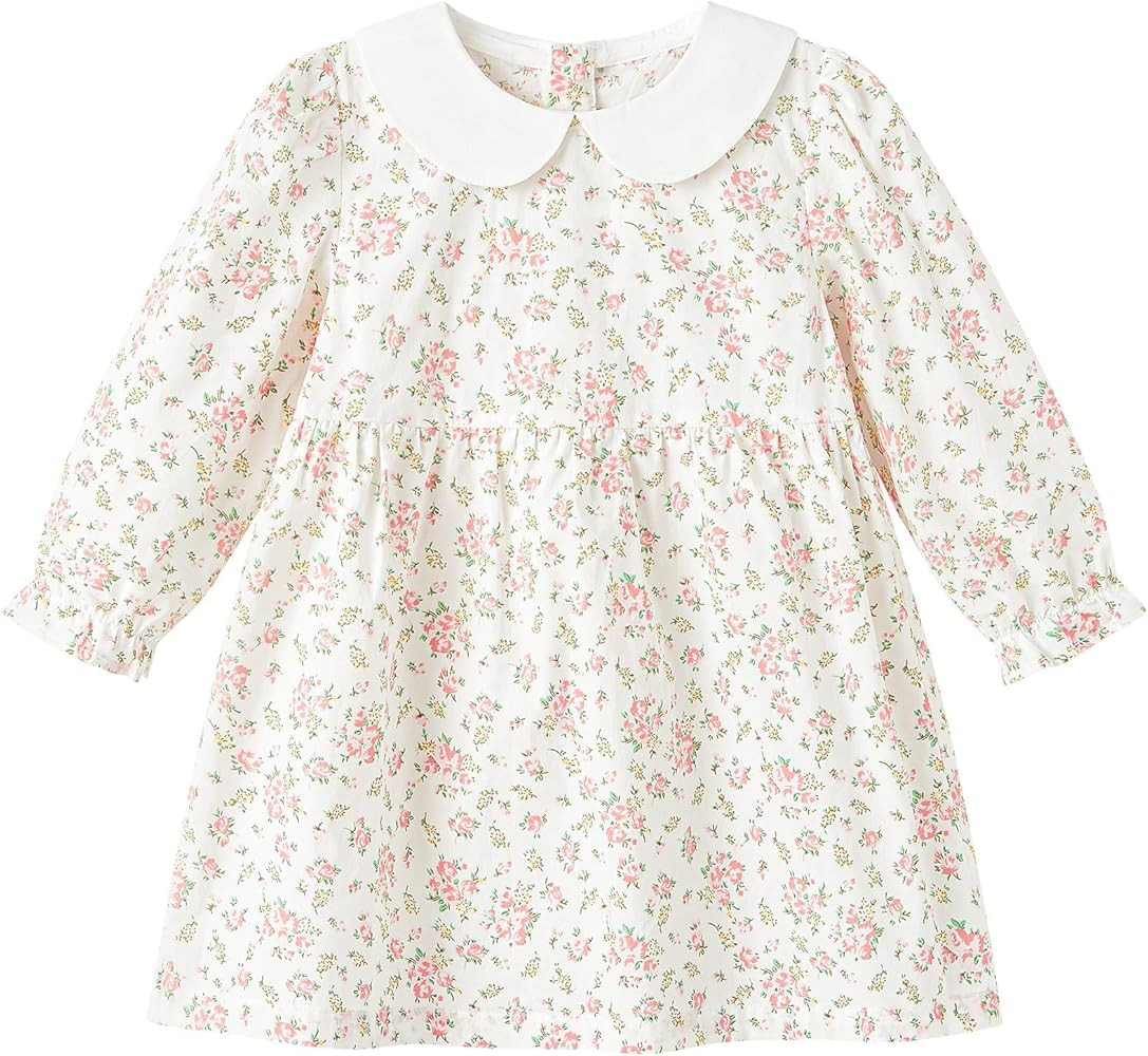 pureborn Baby Toddler Girl Dress Short and Long Sleeve Cotton Playwear Dresses 0-6T | Amazon (US)