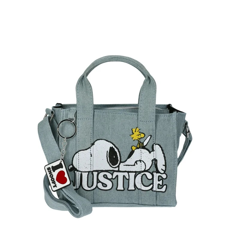 Justice Girls Snoopy Mini Tote Bag with Crossbody Strap, Blue | Walmart (US)