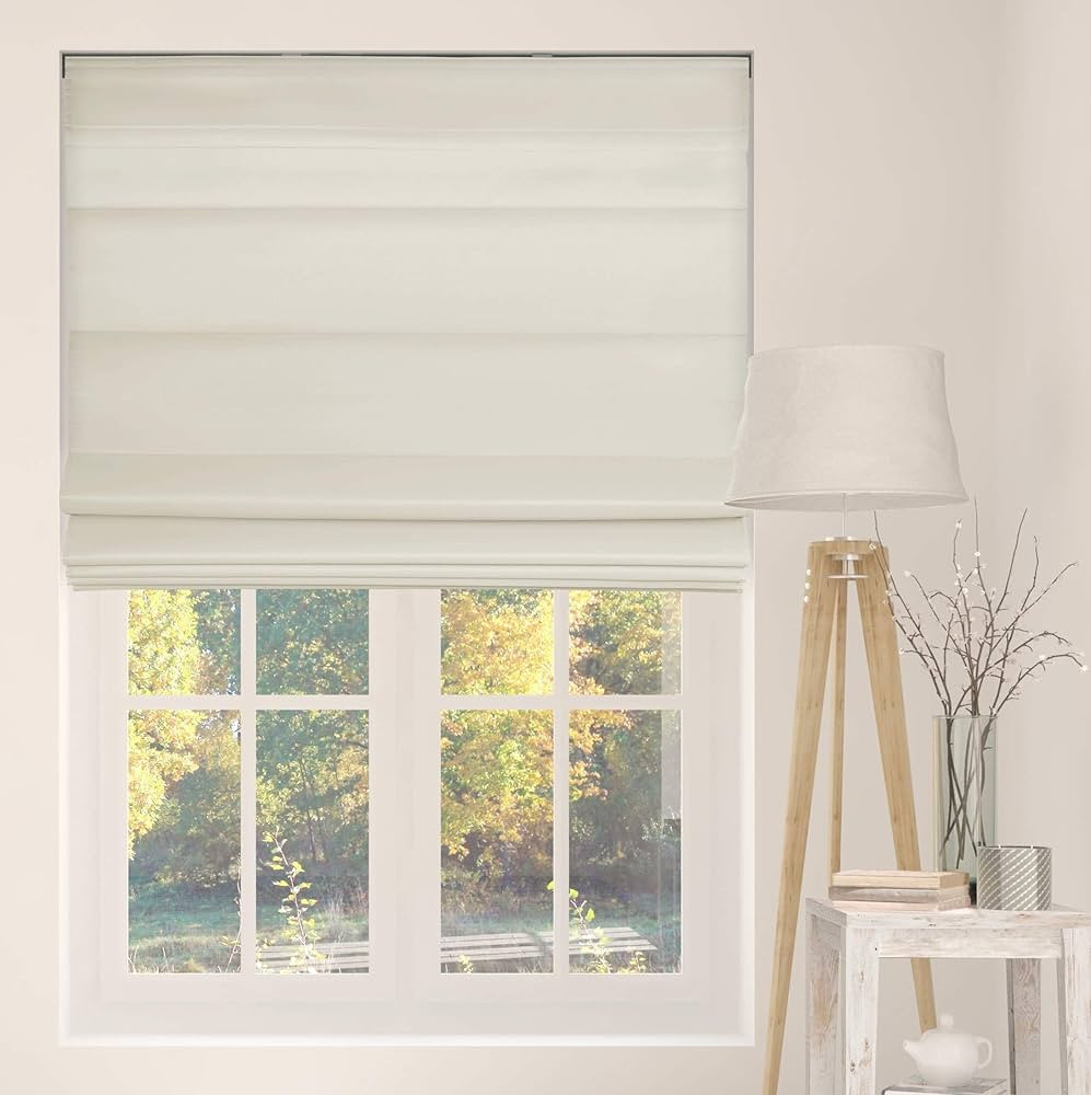 Arlo Blinds Cordless Fabric Roman Shades Light Filtering Window Blinds, Color: Ivory, Size: 34" W... | Amazon (US)