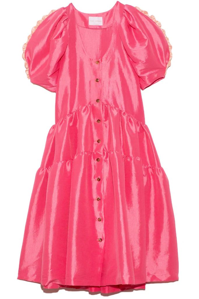 Greta Scoop Neck Dress in Pink Taffeta | Hampden Clothing