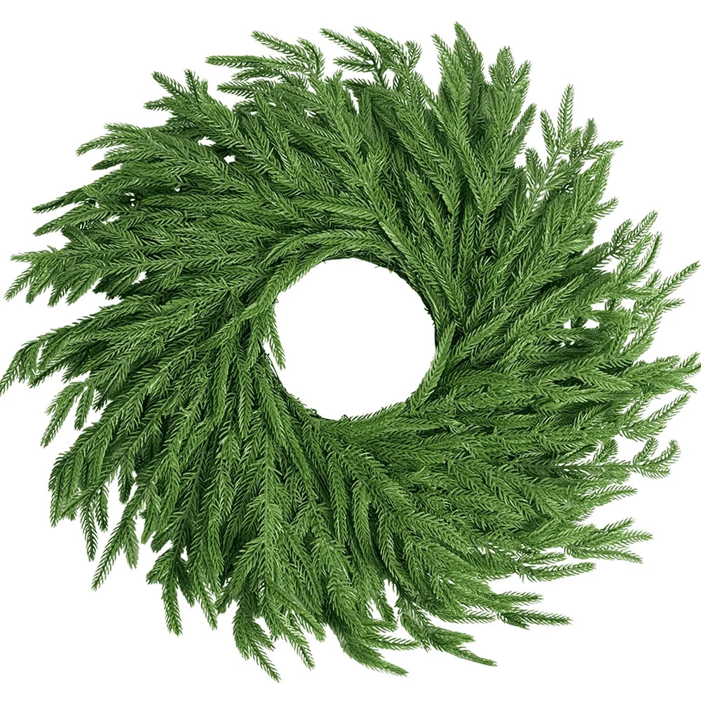 Christmas Wreath for Front Door 24" Norfolk Pine Wreath Real Touch Pine Large Artificial Greene... | Walmart (US)