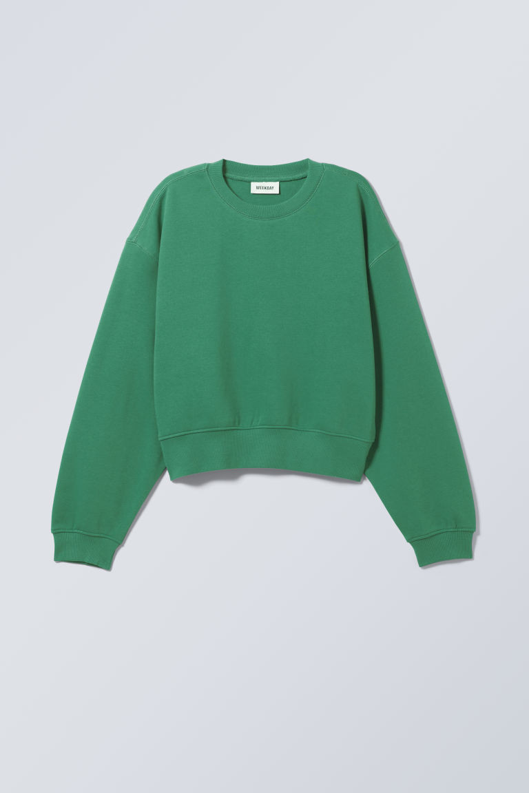 H & M - Crop Volume Sweatshirt - Green | H&M (UK, MY, IN, SG, PH, TW, HK)