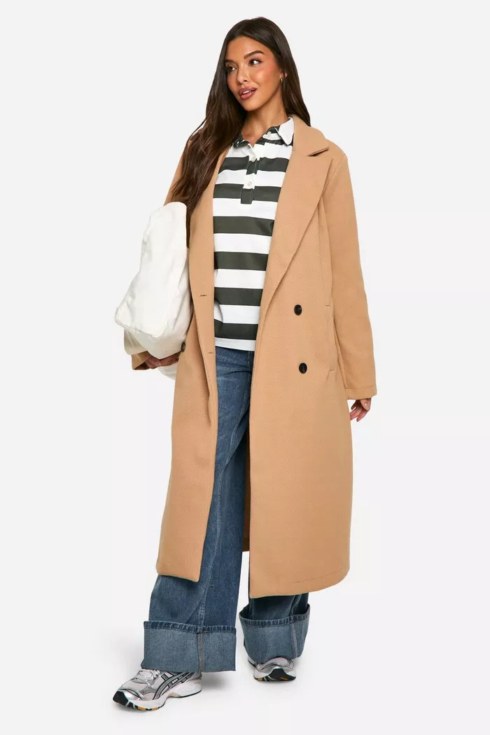Oversized Shoulder Pad Wool Look Coat | boohoo (US & Canada)