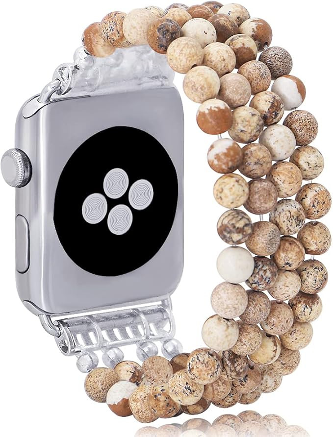 KAI Top Compatible for Apple Watch Band 42mm 44mm 45mm, Natural Stone Beaded Band for Women Girls... | Amazon (US)