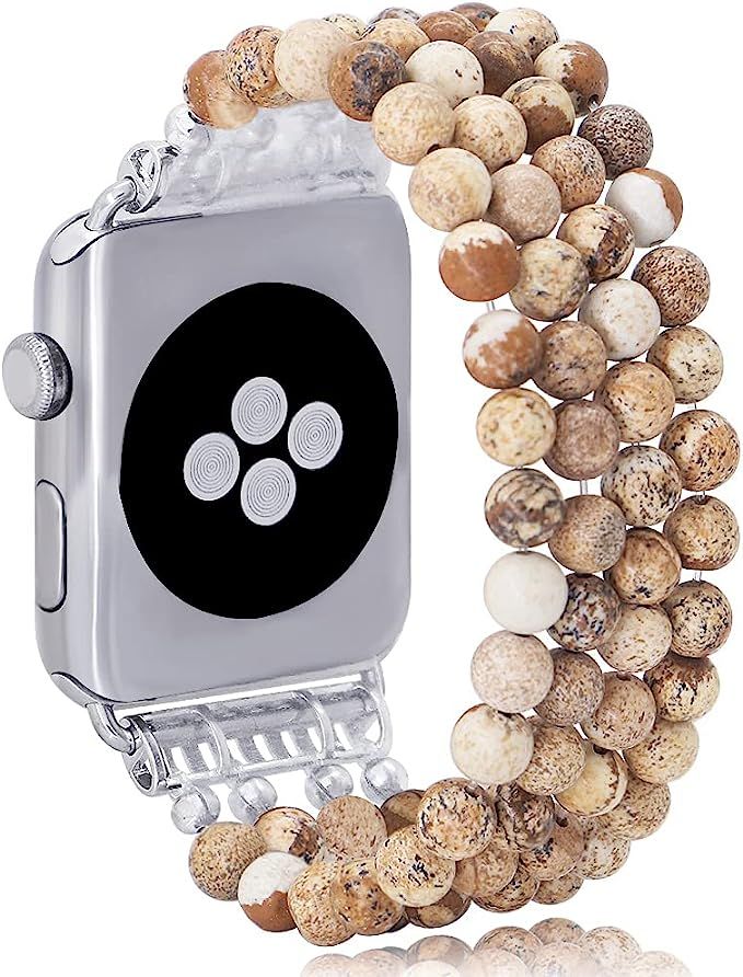 KAI Top Compatible for Apple Watch Band 42mm 44mm 45mm, Natural Stone Beaded Band for Women Girls... | Amazon (US)