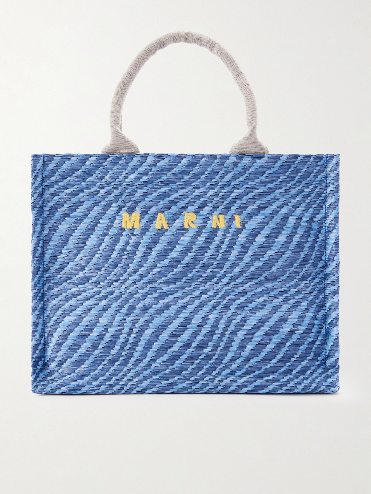 Marni - Basket Small Jacquard Raffia-effect Tote - Blue | NET-A-PORTER (UK & EU)