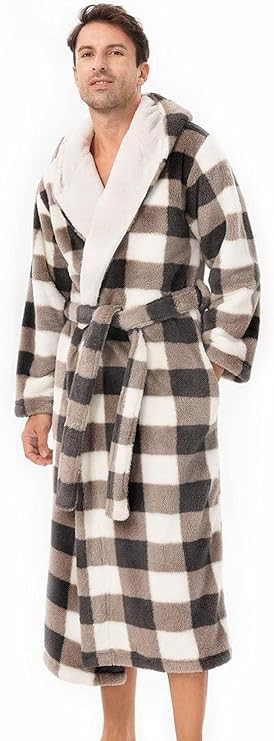 DAVID ARCHY Men's Soft Fleece Plush Robe Full Length Long Bathrobe | Amazon (US)