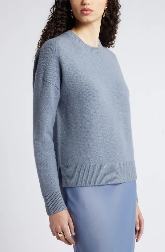 Crewneck Side Slit Wool & Cashmere Sweater | Nordstrom