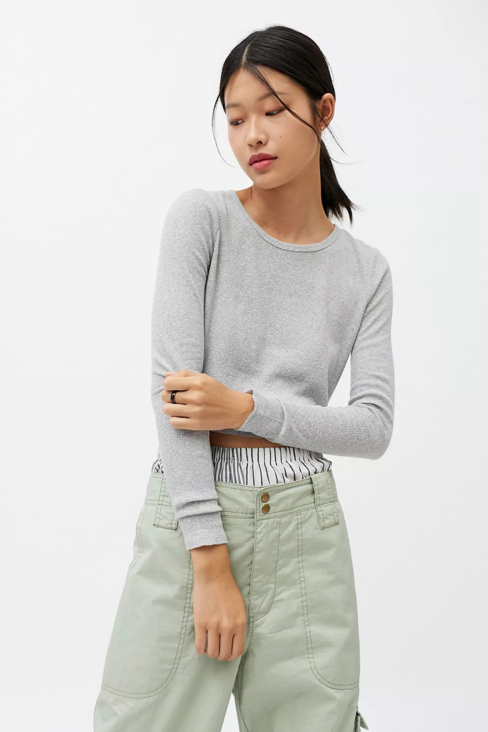 BDG Girlfriend Cropped Long Sleeve Tee | Urban Outfitters (US and RoW)
