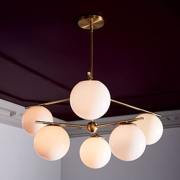 Sphere &amp; Stem 6-Light Chandelier - Milk | West Elm (US)
