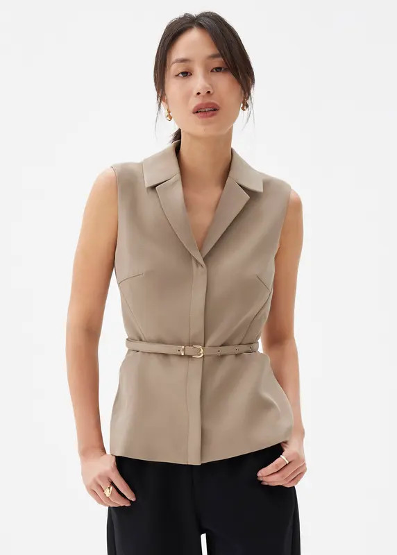 Ling Belted Tailored Vest | Love, Bonito USA