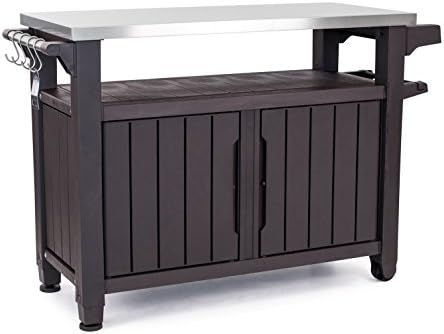 Amazon.com : Keter Unity XL Portable Outdoor Table and Storage Cabinet with Hooks for Grill Acces... | Amazon (US)