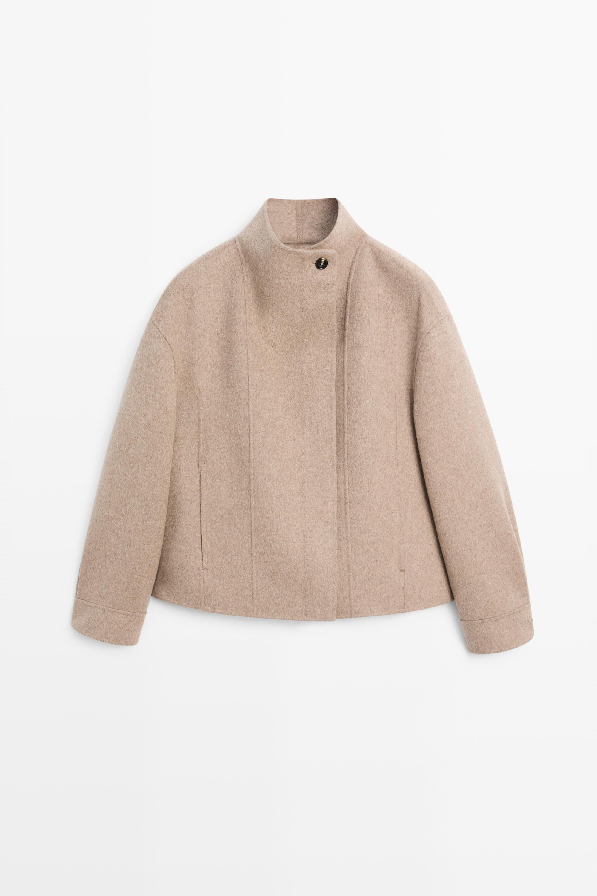 Short wool-blend jacket | Massimo Dutti UK