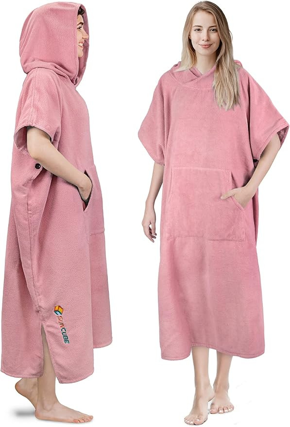 SUN CUBE Surf Poncho Changing Robe with Hood | Quick Dry Microfiber Wetsuit Changing Towel with P... | Amazon (US)