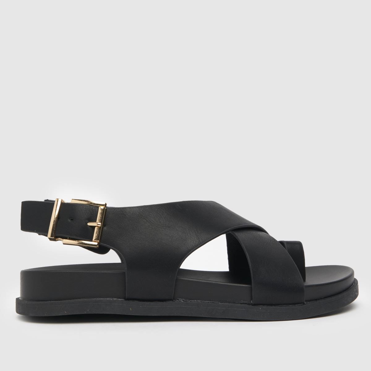 schuh thalia toe loop footbed sandals in black | Schuh