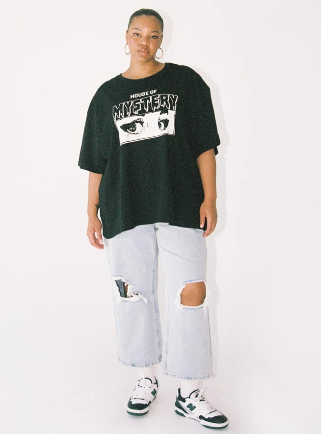 Oxford Mom Jeans Mid Wash Denim Curve | Princess Polly US