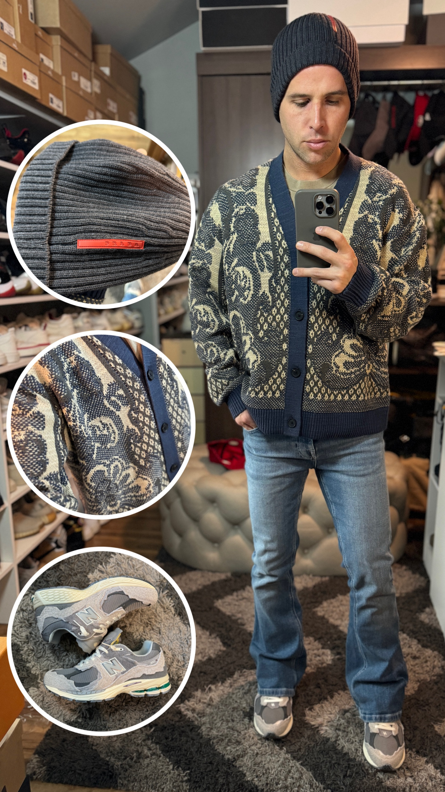 Abercrombie’s new cropped mens items are perfection. This blue cardigan is beautiful. Paired with flared asos jeans it’s the perfect January fit. This Prada beanie is exclusive to prada stores or online, I like it much better than the plaque on the beanies that everyone has real and fake of. It’s also more subtle. Threw on the new balance to complete my suburban dad look. #mensfashion #ootd #ootdmen #abercrombiemen #mencrop #crop #asosjeans #flarejeans #bootlegjeans #newbalance #dadfit 

#LTKstyletip #LTKfindsunder100 #LTKmens