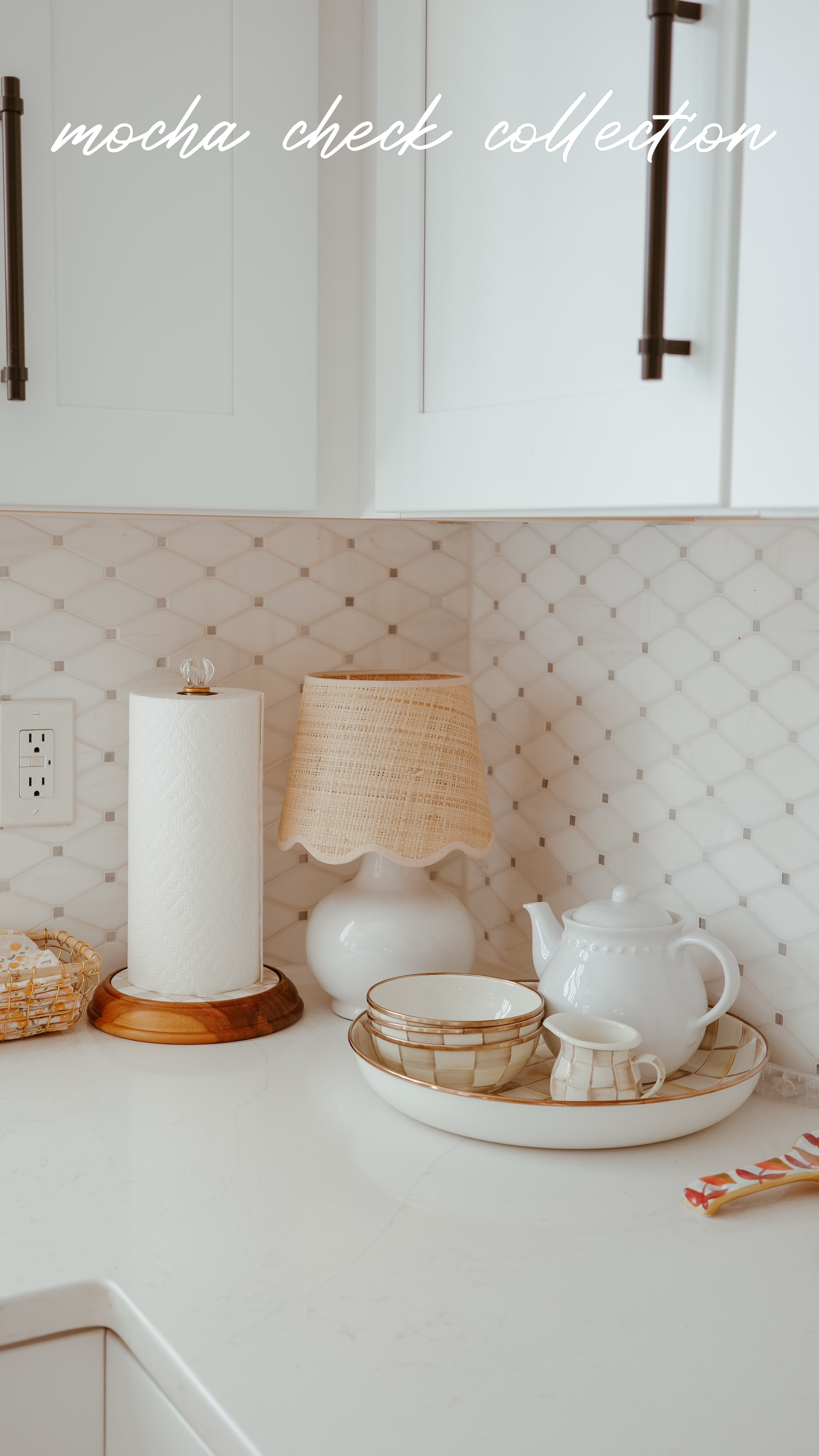 pretty new mocha check home items 🤍🤎 I love how beautiful these @mackenziechilds neutrals are in our kitchen + half bath. so lovely for sweet everyday moments & routines. #mcmochacheckstyle #ad ⁣

#LTKHome