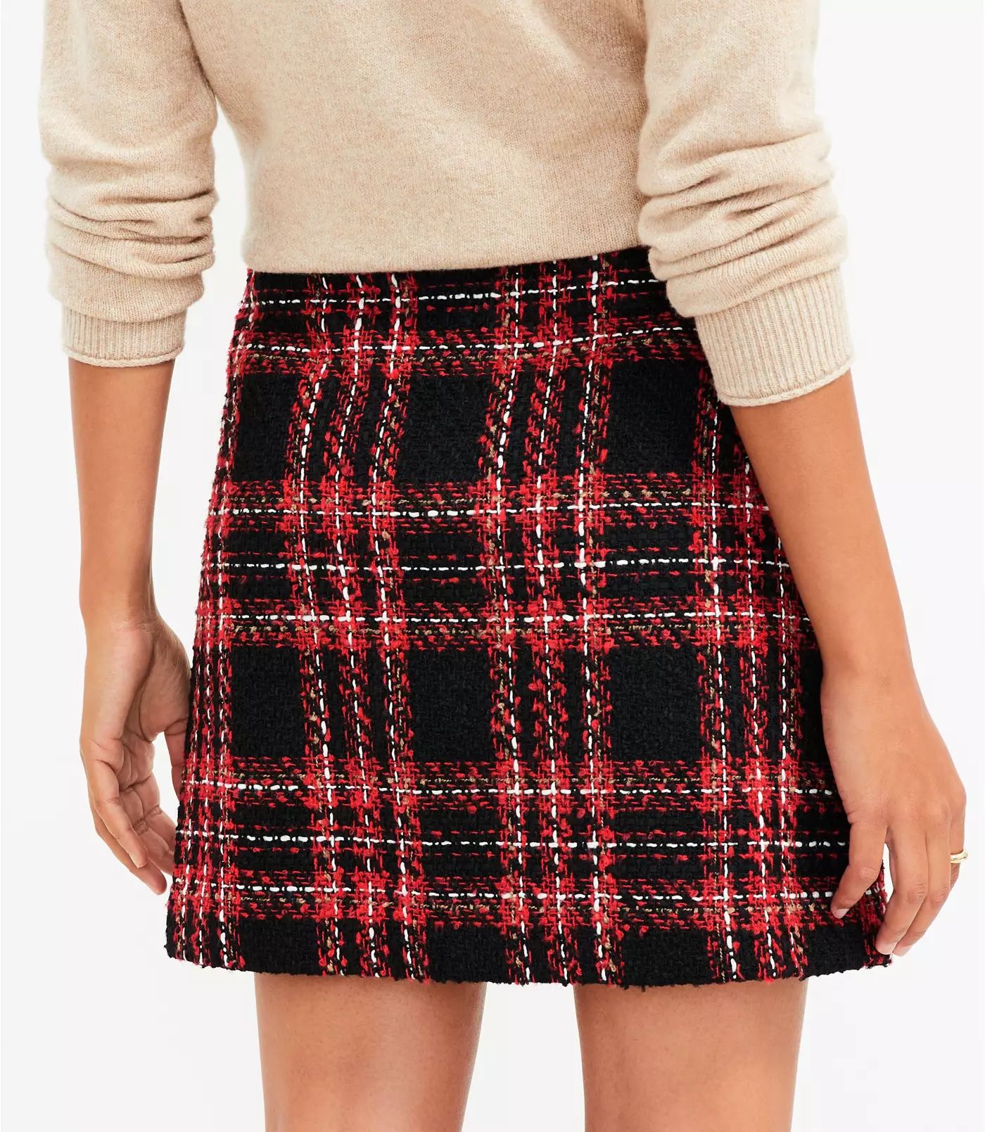 Plaid Tweed Shift Skirt | LOFT