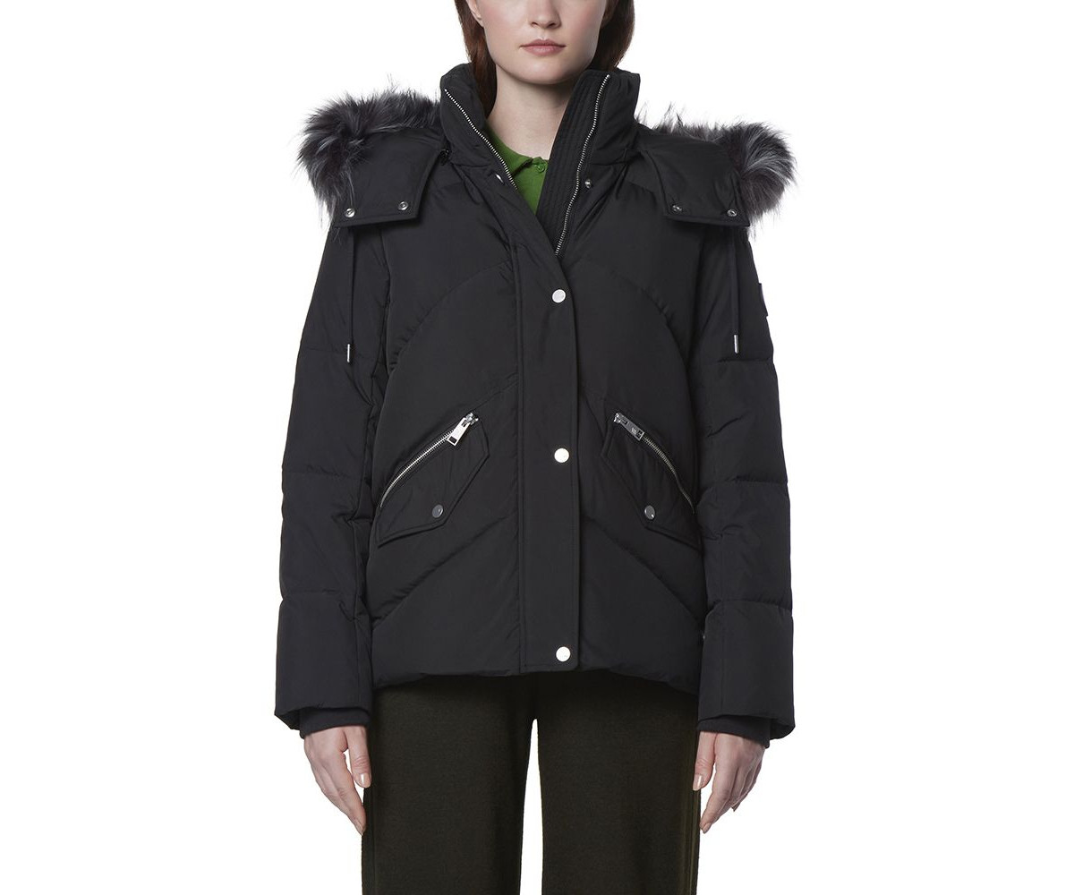 Women's Daphne Quilted Soft Matte Shell With Mixed Quilted Down Puffer - Black | Macy's