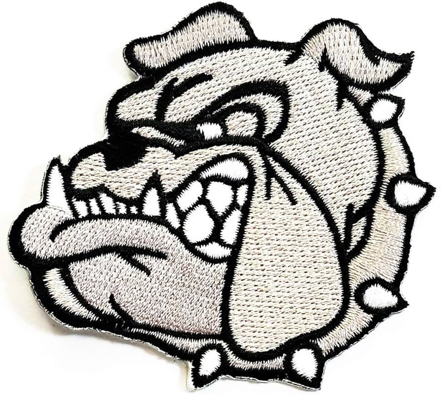 Head Bulldog Pitbull face Left Gray Cartoon Animal Sticker Embroidery Patch Cute Puppy Pug Dog Pi... | Amazon (US)