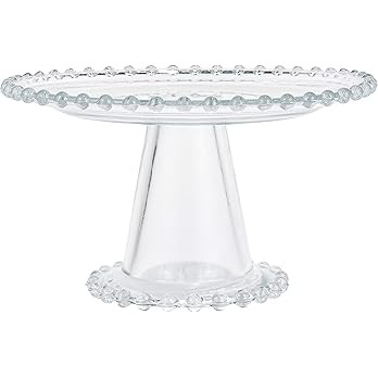 Simply Elegant Crystal Glass Beaded Edge Pedestal Cake Dessert Stand up to 8" Round Cake for Spec... | Amazon (US)