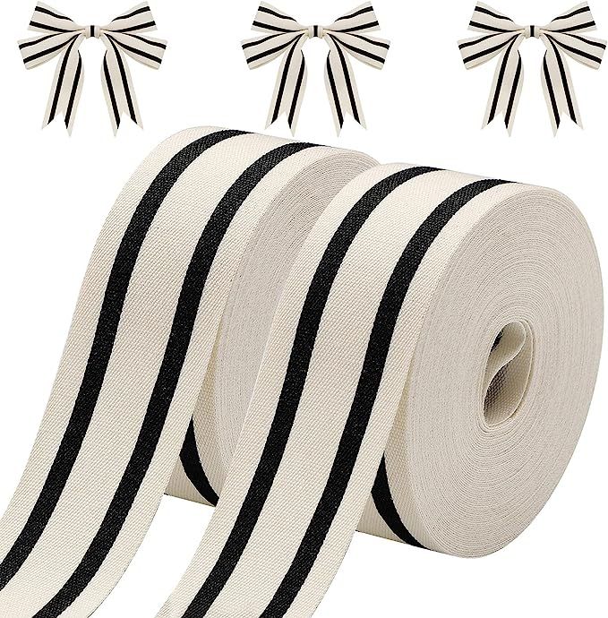 Amazon.com: 2 Rolls Natural Cotton Stripes Ribbon Striped Grosgrain Ribbon Striped Cotton Fabric ... | Amazon (US)